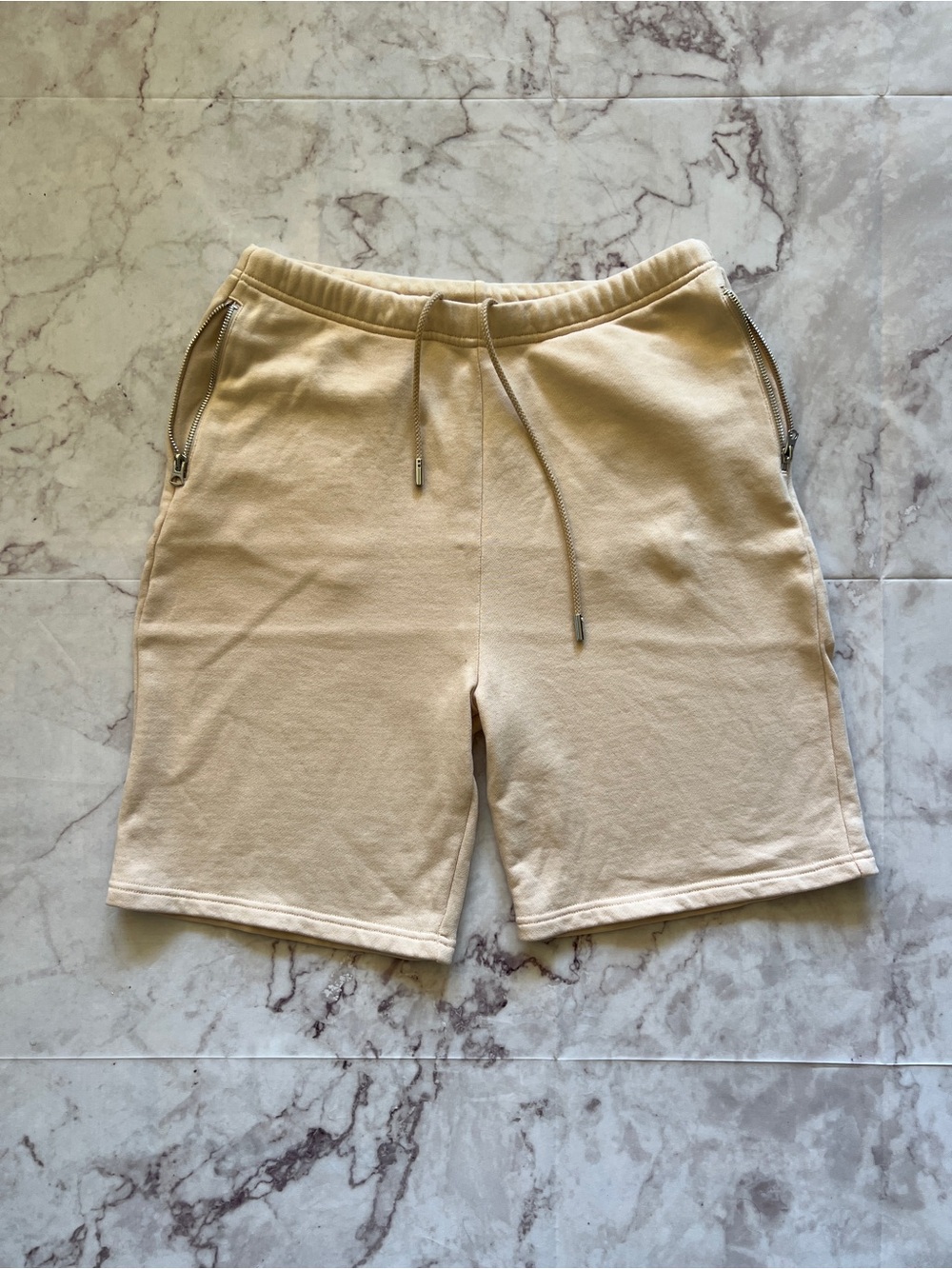 Acne Studios Larna Pale Pink Cotton Sweat Shorts Zip Pockets